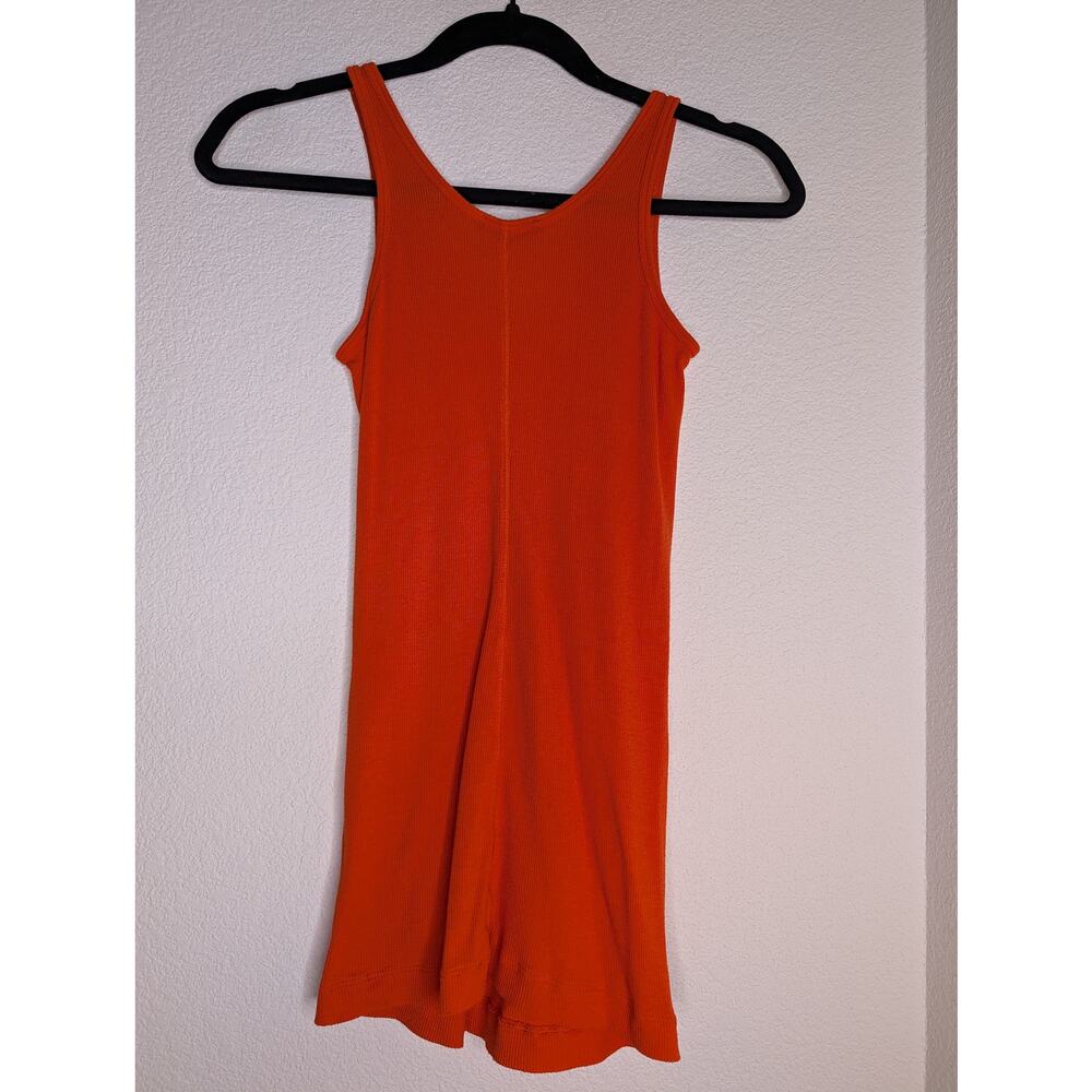 Vince Ribbed Tank Orange Pima Cotton Modal Made in Peru M Soft Natural Fibers